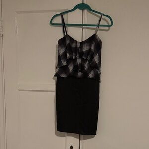 BCBGMaxAzria Black and Gray Midi Dress